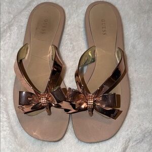 Guess Women's Metallic Bow Sandals